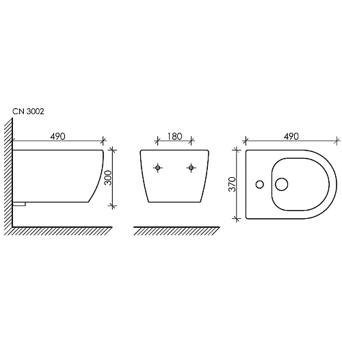 Биде подвесное Ceramica Nova PLAY CN3002MB черный матовый Биде подвесное Ceramica Nova PLAY CN3002MB черный матовый