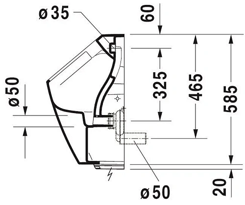 Писсуар Duravit ME by Starck 2809310097 подача воды сзади белый Писсуар Duravit ME by Starck 2809310097 подача воды сзади белый