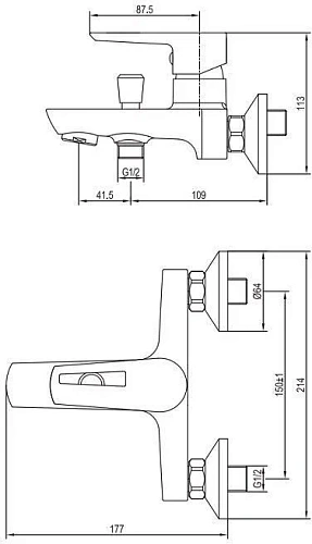 Смеситель для ванны Aquanet Logic AF320-20С Смеситель для ванны Aquanet Logic AF320-20С