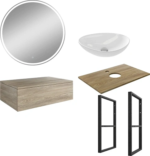 Комплект мебели DIWO Элиста 80 светлое дерево со столешницей светлое дерево, раковина Moduo 55 Leaf 567985 Комплект мебели DIWO Элиста 80 светлое дерево со столешницей светлое дерево, раковина Moduo 55 Leaf 567985