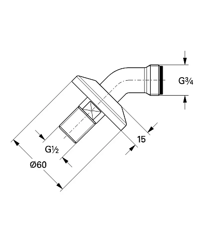 Соединительный угол 1/2 дюйма x 3/4 дюйма GROHE хром (12110000) Соединительный угол 1/2 дюйма x 3/4 дюйма GROHE хром (12110000)