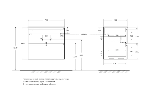 Тумба под раковину BelBagno UNO-700-2C-SO-BO подвесная, Bianco Opaco, 700x455x608 Тумба под раковину BelBagno UNO-700-2C-SO-BO подвесная, Bianco Opaco, 700x455x608