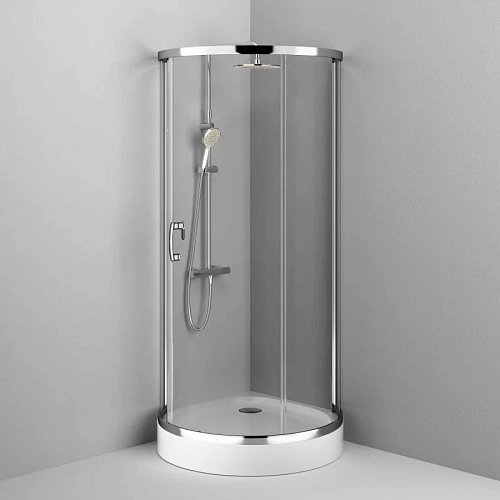 Душевой уголок AM.PM Like W83G-333-095CT Round 95x95, стекло прозрачное, профиль хром Душевой уголок AM.PM Like W83G-333-095CT Round 95x95, стекло прозрачное, профиль хром