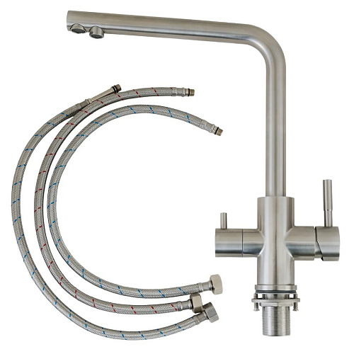 Смеситель для кухни Paini Norda NRPW6433VEB90 с подводом для фильтра, никель Смеситель для кухни Paini Norda NRPW6433VEB90 с подводом для фильтра, никель