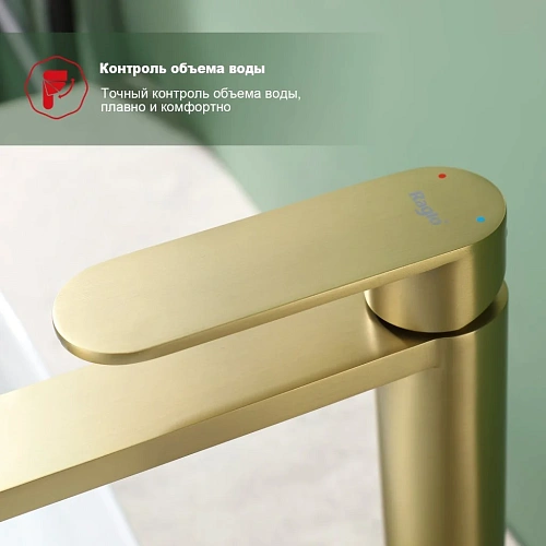 Смеситель для раковины Raglo R10.15.03, сатин золотой Смеситель для раковины Raglo R10.15.03, сатин золотой