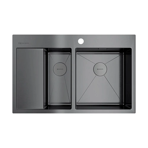 Кухонная мойка Omoikiri Akisame 78-2-GM-R нерж.сталь/вороненая сталь 4973102 Кухонная мойка Omoikiri Akisame 78-2-GM-R нерж.сталь/вороненая сталь 4973102