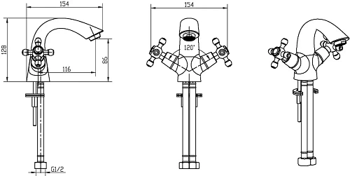 Смеситель для раковины Boheme Royal Cristal 271-Royal/CRST Смеситель для раковины Boheme Royal Cristal 271-Royal/CRST