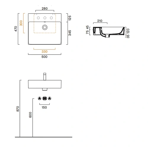 Раковина Catalano Premium 0220500001 50x47, белый глянцевый Раковина Catalano Premium 0220500001 50x47, белый глянцевый