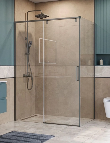 Душевой уголок BelBagno SOFT_CLOSE-1-AH-1-140/90-C-GM 140x90 см, профиль оружейная сталь, стекло прозрачное Душевой уголок BelBagno SOFT_CLOSE-1-AH-1-140/90-C-GM 140x90 см, профиль оружейная сталь, стекло прозрачное