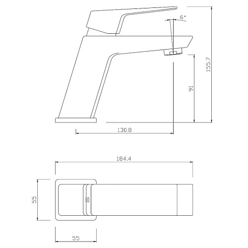 Смеситель для раковины Paini Torre 98YO205 без донного клапана, черный Смеситель для раковины Paini Torre 98YO205 без донного клапана, черный