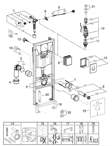 Инсталляция для унитаза GROHE Rapid SL (38722001) с панелью смыва Skate Air, альпин-белый Инсталляция для унитаза GROHE Rapid SL (38722001) с панелью смыва Skate Air, альпин-белый