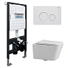 Комплект унитаза ABBER Rechteck AC1201 белый с инсталляцией AC0105 и кнопкой AC0121MW белая матовая