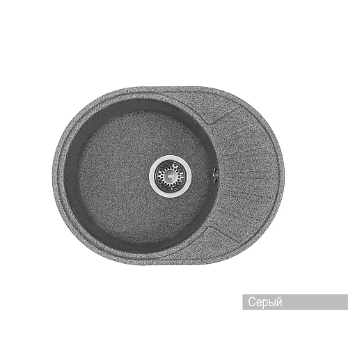 Кухонная мойка Aquaton Чезана 1A711232CS230 из литого мрамора, круглая, с крылом серая Кухонная мойка Aquaton Чезана 1A711232CS230 из литого мрамора, круглая, с крылом серая