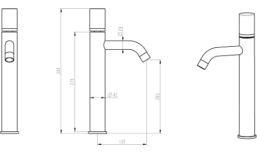 Смеситель для раковины Boheme STICK 122-B-MR-B BLACK Смеситель для раковины Boheme STICK 122-B-MR-B BLACK