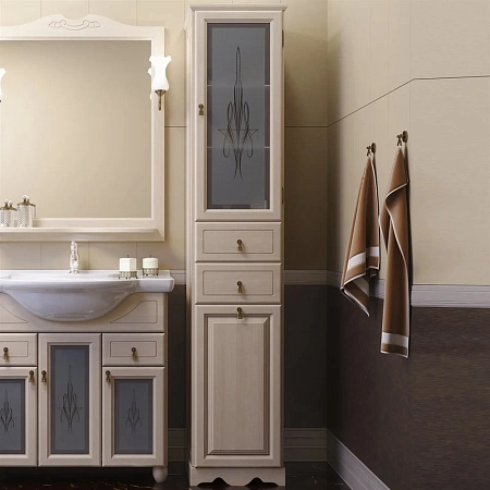 Шкаф-пенал Opadiris Тибет Z0000006147 с бельевой корзиной правый слоновая кость Шкаф-пенал Opadiris Тибет Z0000006147 с бельевой корзиной правый слоновая кость