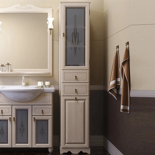 Шкаф-пенал Opadiris Тибет Z0000006147 с бельевой корзиной правый слоновая кость Шкаф-пенал Opadiris Тибет Z0000006147 с бельевой корзиной правый слоновая кость