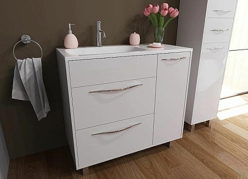 Тумба с раковиной Эстет Barcelona ФР-00003597 900х450 левая, напольная 2 ящика 1 дверь Тумба с раковиной Эстет Barcelona ФР-00003597 900х450 левая, напольная 2 ящика 1 дверь