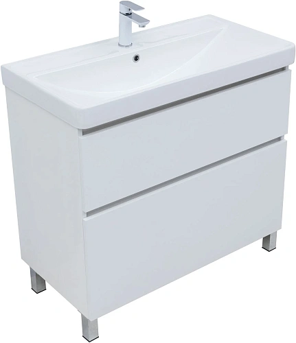 Тумба под раковину Aquanet Вега 90 00344124 напольная, белый глянец Тумба под раковину Aquanet Вега 90 00344124 напольная, белый глянец