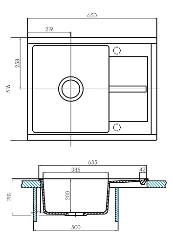 Кухонная мойка Aquaton Делия 65 1A718632DE250 из литого мрамора, серый шелк Кухонная мойка Aquaton Делия 65 1A718632DE250 из литого мрамора, серый шелк