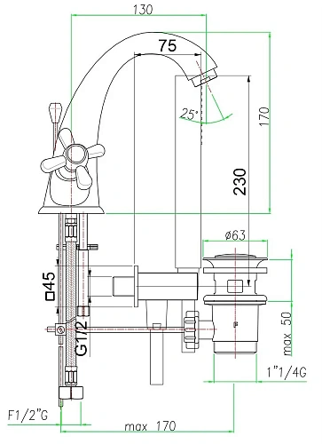 Смеситель для раковины Webert Armony AM700102065 Смеситель для раковины Webert Armony AM700102065