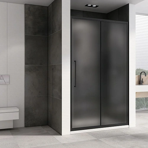 Душевая дверь ABBER Schwarzer Diamant AG30120BMH 120 см универсальная, профиль черный, стекло матовое Душевая дверь ABBER Schwarzer Diamant AG30120BMH 120 см универсальная, профиль черный, стекло матовое
