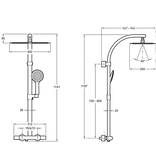 Душевая система Jacob Delafon Talan E20642-CP Душевая система Jacob Delafon Talan E20642-CP