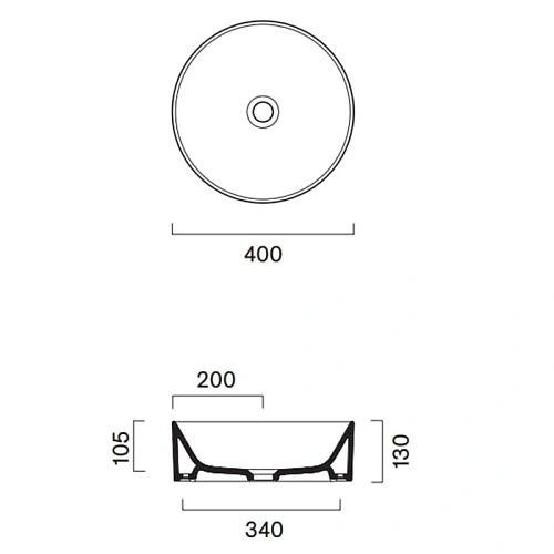 Раковина Catalano Zero 0123400001 D40 см, на столешницу, белый глянцевый Раковина Catalano Zero 0123400001 D40 см, на столешницу, белый глянцевый