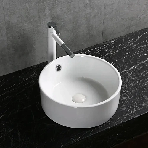 Раковина Ceruttispa CR7022 420х420х170 накладная, белая, круглая, с переливом Раковина Ceruttispa CR7022 420х420х170 накладная, белая, круглая, с переливом