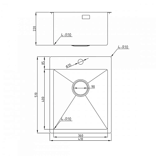 Кухонная мойка Milacio Denia 41 Steel (MC.77469) сталь воронёная Кухонная мойка Milacio Denia 41 Steel (MC.77469) сталь воронёная