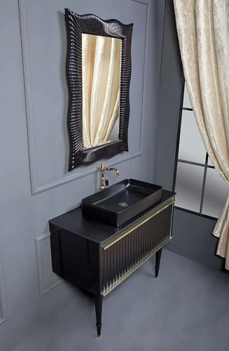 Тумба под раковину Armadi Art Canale 80 843-080-BG черная + золото Тумба под раковину Armadi Art Canale 80 843-080-BG черная + золото