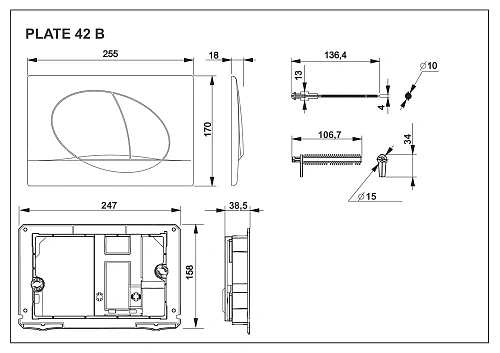 Клавиша смыва Roca Active 42B белая 8901140B0 Клавиша смыва Roca Active 42B белая 8901140B0