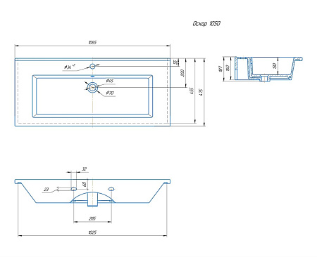 Раковина Kirovit Оскар 105 см 453436 Раковина Kirovit Оскар 105 см 453436