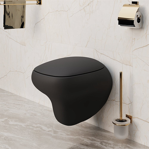 Унитаз подвесной Diamond 123T20201R (530x405x375) матовый черный безободковый с толстой крышкой 123T20201R-122T20201 Унитаз подвесной Diamond 123T20201R (530x405x375) матовый черный безободковый с толстой крышкой 123T20201R-122T20201