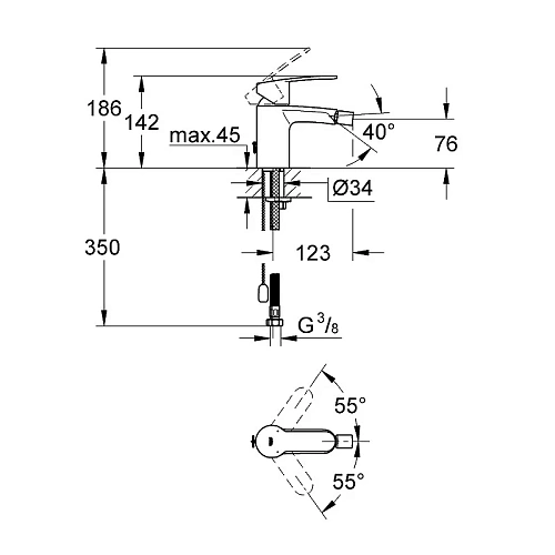 Смеситель для биде GROHE Eurostyle Cosmopolitan с цепочкой, хром (33566002) Смеситель для биде GROHE Eurostyle Cosmopolitan с цепочкой, хром (33566002)