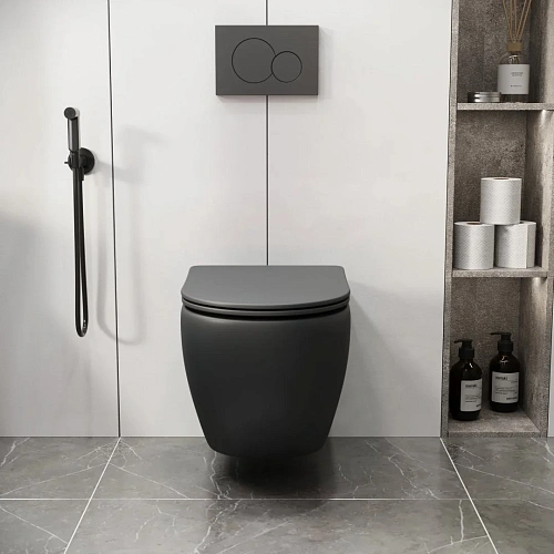 Унитаз подвесной GROSSMAN GR-4411BMS Color 550x365x395 черный матовый безободковый с сиденьем Унитаз подвесной GROSSMAN GR-4411BMS Color 550x365x395 черный матовый безободковый с сиденьем