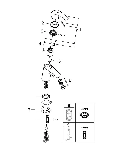 Смеситель для раковины GROHE Eurosmart New с цепочкой, S-size, хром (23372002) Смеситель для раковины GROHE Eurosmart New с цепочкой, S-size, хром (23372002)