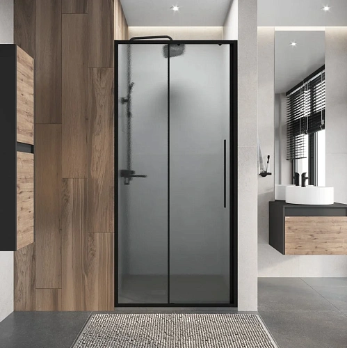 Душевая дверь Niagara Nova NG-84-L10CHB (100х195) черный матовый, раздвижная влево, стекло шиншилла Душевая дверь Niagara Nova NG-84-L10CHB (100х195) черный матовый, раздвижная влево, стекло шиншилла