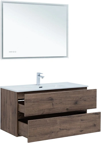 Тумба под раковину Aquanet Алвита New 100 2 ящика, дуб веллингтон табак 00334188 подвесная Тумба под раковину Aquanet Алвита New 100 2 ящика, дуб веллингтон табак 00334188 подвесная