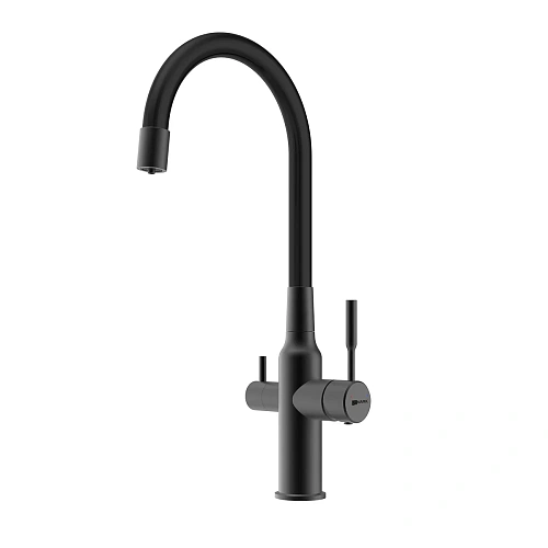 Смеситель для кухни Lemark Expert LM5083BL-Black c гибким изливом, с подключением к фильтру, черный/черный Смеситель для кухни Lemark Expert LM5083BL-Black c гибким изливом, с подключением к фильтру, черный/черный