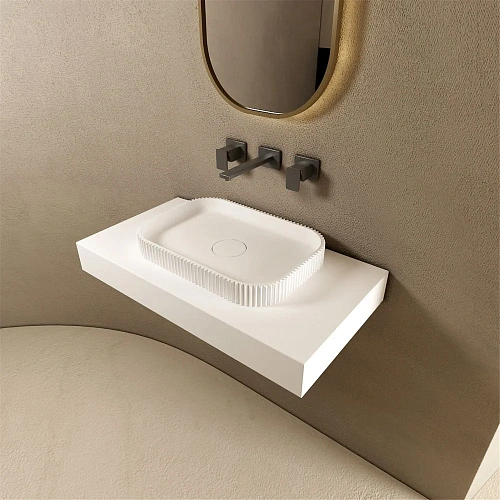 Раковина ABBER Stein AS2602 накладная, белая матовая Раковина ABBER Stein AS2602 накладная, белая матовая