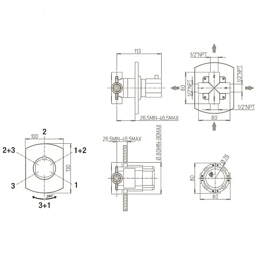 Смеситель для биде Paini Morgana 73CR306KM хром Смеситель для биде Paini Morgana 73CR306KM хром