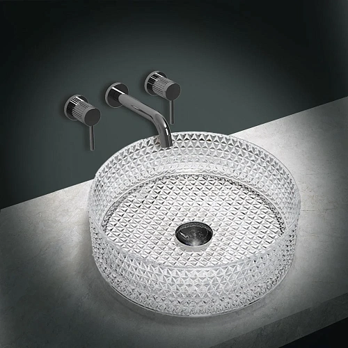 Раковина Vincea VBS-5GL01, 400x400x125, накладная, цвет прозрачный Раковина Vincea VBS-5GL01, 400x400x125, накладная, цвет прозрачный