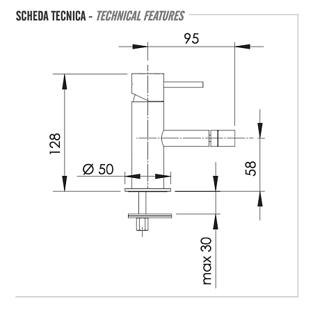Смеситель для биде Remer X Style X22CFP, черный брашированный хром Смеситель для биде Remer X Style X22CFP, черный брашированный хром