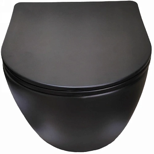 Унитаз подвесной Ceruttispa SELLA Aria MB CT9160 безободковый черный матовый, сиденье микролифт Унитаз подвесной Ceruttispa SELLA Aria MB CT9160 безободковый черный матовый, сиденье микролифт