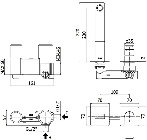 Смеситель для раковины Paffoni Tilt TI105ST70 (с внутренней частью) Смеситель для раковины Paffoni Tilt TI105ST70 (с внутренней частью)