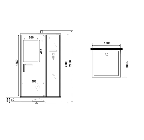 Душевая кабина Niagara Standart ST100/15Q/BK (100х100х200) квадрат, поддон 15см, распашная, проф.белый, без крыши Душевая кабина Niagara Standart ST100/15Q/BK (100х100х200) квадрат, поддон 15см, распашная, проф.белый, без крыши