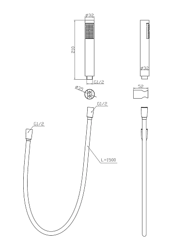 Душевая лейка BelBagno UNO UNO-DFS-ORO с шлангом и держателем золото Душевая лейка BelBagno UNO UNO-DFS-ORO с шлангом и держателем золото
