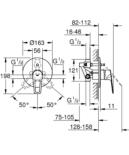 Смеситель для ванны GROHE BauLoop однорычажный, круглая розетка, хром (29081001) Смеситель для ванны GROHE BauLoop однорычажный, круглая розетка, хром (29081001)