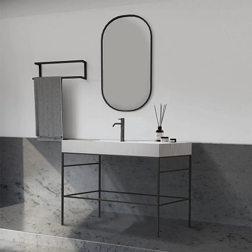 Консоль с раковиной ABBER Stein AS2647 напольная, белая матовая Консоль с раковиной ABBER Stein AS2647 напольная, белая матовая