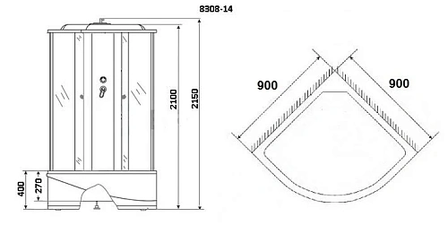 Душевая кабина Niagara NG 8308-14 83081424 Душевая кабина Niagara NG 8308-14 83081424